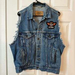 Harley Davidson Denim Vest with Miller Patch